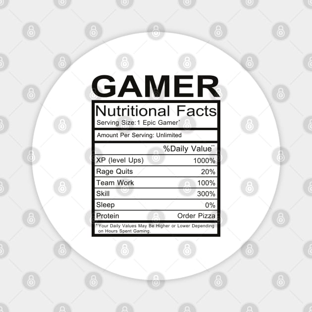 Gamer Nutritional Facts Magnet by DragonTees